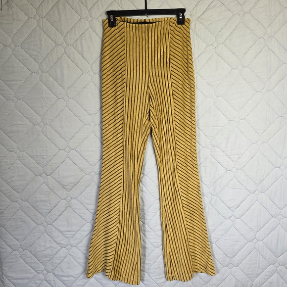 free people movement Pants - FP Movement by Free People Yellow Striped Flare Pants